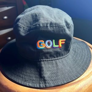 Black Bucket Hat with "GOLF" writing
